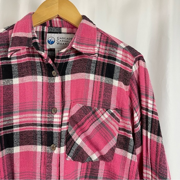 Cascade Casual Wear Large Flannel Plaid Shacket Button Up Barn Chore Farm Winter - Picture 6 of 6